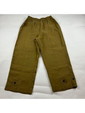 Zara Olive Lightweight Relaxed Leg Cropped Pant M